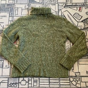 Ll Bean green wool blend turtleneck sweater